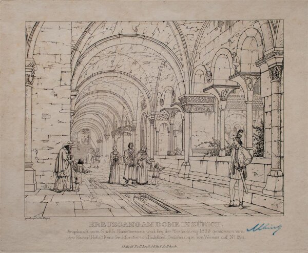 Otto Wagner - Kreuzgang am Dome in Zürich - 1829 - Kupferstich