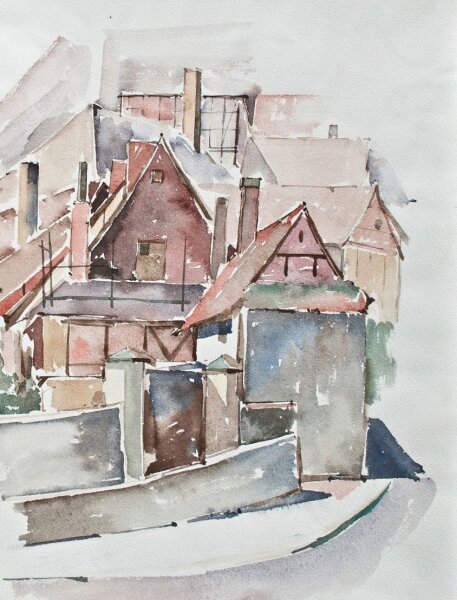 Sonja Wüsten - Ortsansicht - 1989 - Aquarell