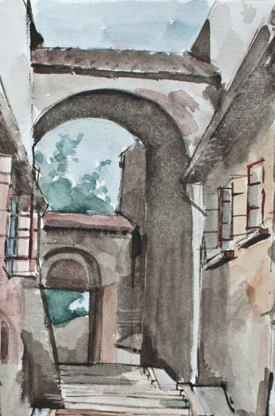 Sonja Wüsten - Krumlow Ceský Krumlov Tschechien - 1983 - Aquarell