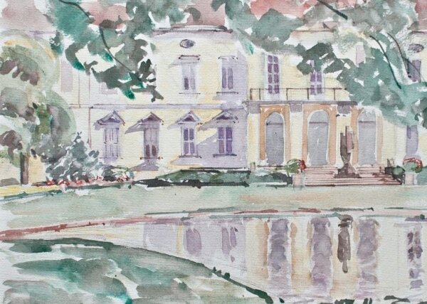 Sonja Wüsten - Schloss mit Parkanlage - 1989 - Aquarell