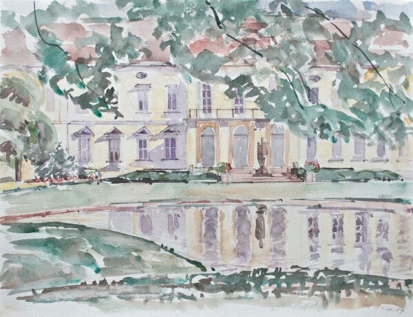 Sonja Wüsten - Schloss mit Parkanlage - 1989 - Aquarell