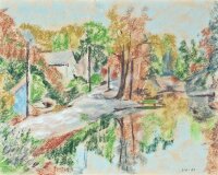 Sonja Wüsten - Wald mit See - 1981 - Pastell