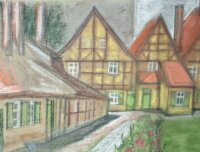 Sonja Wüsten - Dorfansicht - o.J. - Pastell