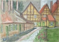 Sonja Wüsten - Dorfansicht - o.J. - Pastell