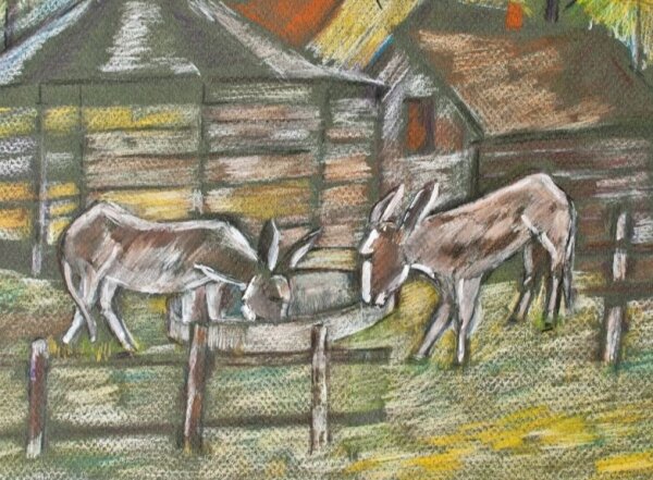 Sonja Wüsten - Esel im Tierpark - 2012 - Pastell