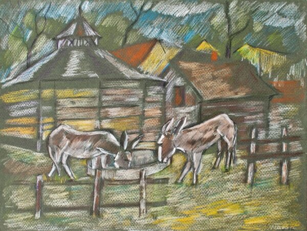 Sonja Wüsten - Esel im Tierpark - 2012 - Pastell