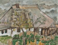 Sonja Wüsten - Reetdachhaus - 1986 - Temperamalerei