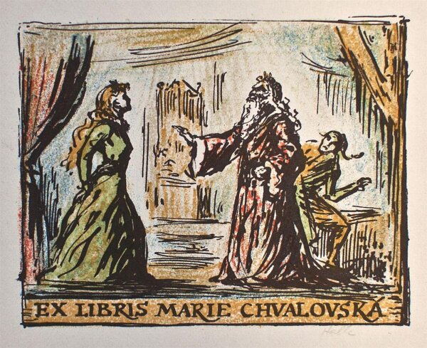 Jan Halla - Ex Libris Marie Chvalovska - o.J. - Lithografie