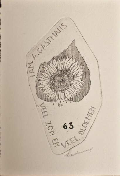 André Gastmans - Neujahrsgrafik - 1963 - Radierung