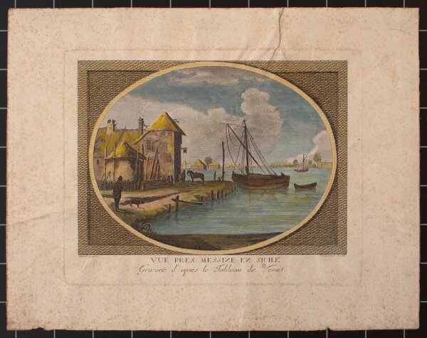 Antonio Suntach - Hafen von Messina/ Sizilien - o.J. - colorierter Kupferstich