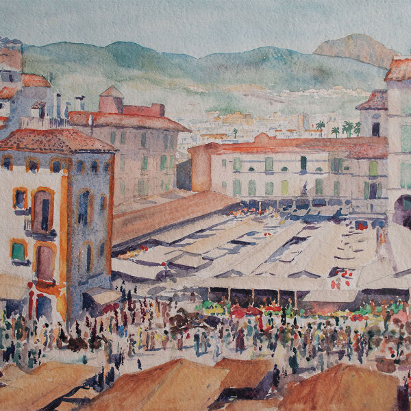 unbekannt - Markttreiben - o.J. - Aquarell auf Papier