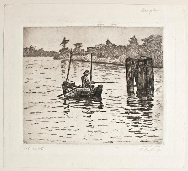 Friedrich Stichling - Angler auf dem See - o.J. - Radierung