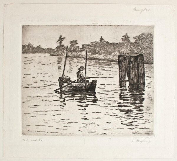 Friedrich Stichling - Angler auf dem See - o.J. - Radierung