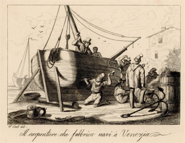 unbekannt - Il carpentiere che fabrica navi a Venezia - o.J. - Kupferstich