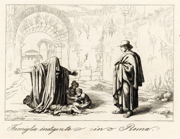 unbekannt - Famiglia indigente in Roma - o.J. - Kupferstich