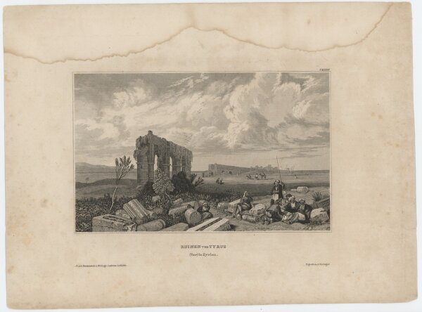 unbekannt - Ruinen von Tyrus; (Tor) in Syrien - o.J., Radierung