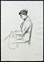 O. Hartmann - Sitzende Frau - Bleistiftzeichnung - 1959