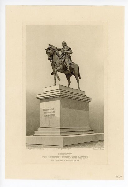 H. Bruch - Denkmal Maximilian I Kurfürst von Bayern - o.J. -  Stahlstich