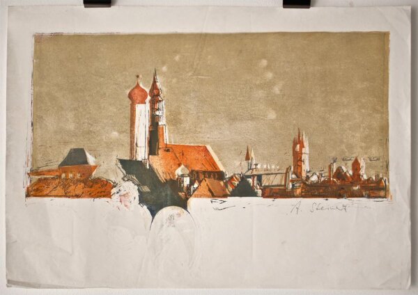 A. Steinke - Stadtansicht - o.J. - Linolschnitt