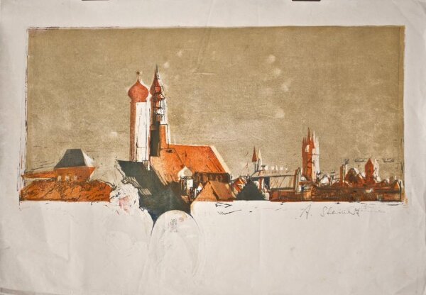 A. Steinke - Stadtansicht - o.J. - Linolschnitt