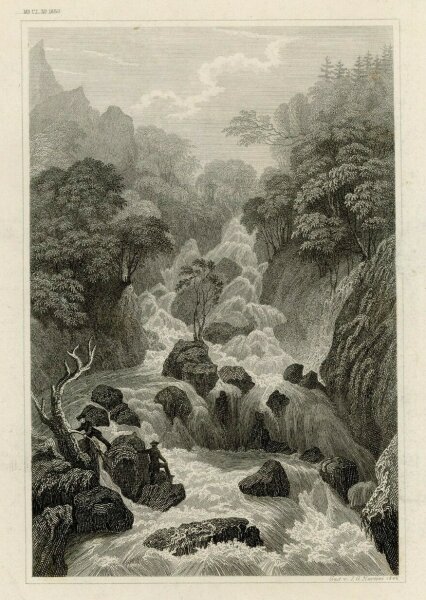 Johann Georg Martini - Lowdore Cataract, Cumberland. - 1848, Stahlstich
