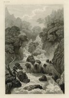Johann Georg Martini - Lowdore Cataract, Cumberland. - 1848, Stahlstich
