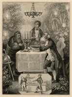 unbekannt - Tischszene - o.J. - Stahlstich