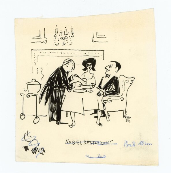 Sepp Eibl - Nobelrestaurant - undatiert - Tuschezeichnung