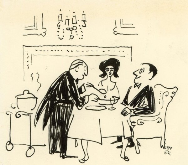 Sepp Eibl - Nobelrestaurant - undatiert - Tuschezeichnung