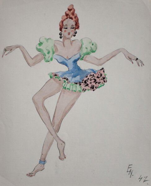Unbekannt - Tänzerin - 1947 - Aquarell