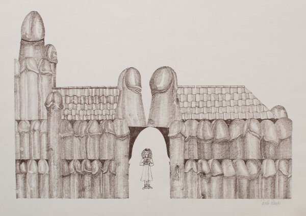 unleserlich signiert - Kirchenbau - o.J. - Lithografie