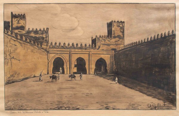 unbekannt - Fès, Portal des Sultanspalastes - o.J - Kohle