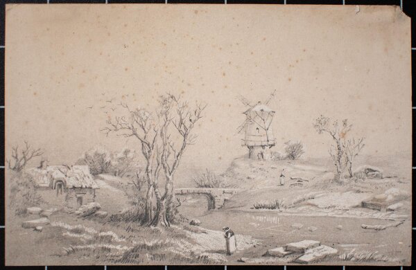 unbekannt - Niederländische Landschaft - o.J. - Bleistift