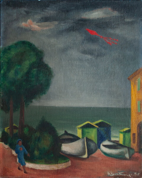 Renato Bontempi - Marina con Palme - 1952 - Öl auf Malpappe