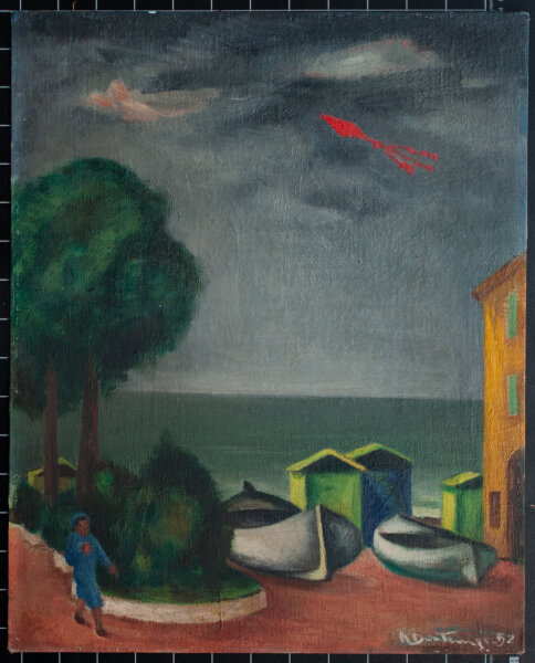 Renato Bontempi - Marina con Palme - 1952 - Öl auf Malpappe