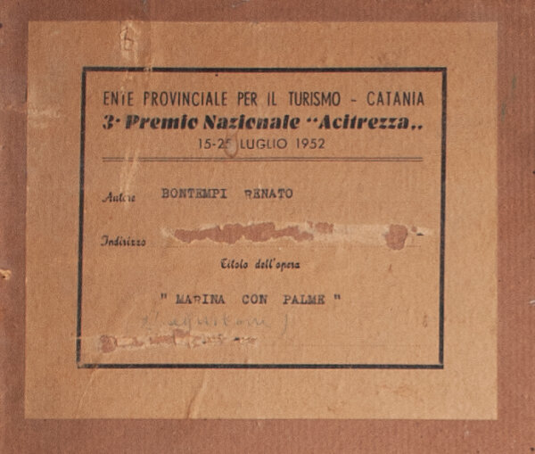 Renato Bontempi - Marina con Palme - 1952 - Öl auf Malpappe