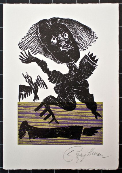 Wolfgang Simon - Aus: Herbstrosen und Schafmist - o.J. - Farbholzschnitt