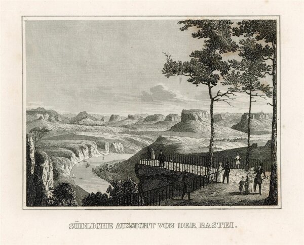 unbekannt - Südliche Aussicht von der Bastei - Stahlstich - 1840