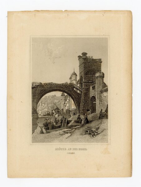 unbekannt - Brücke an der Mosel in Coblenz - Stahlstich - 1840
