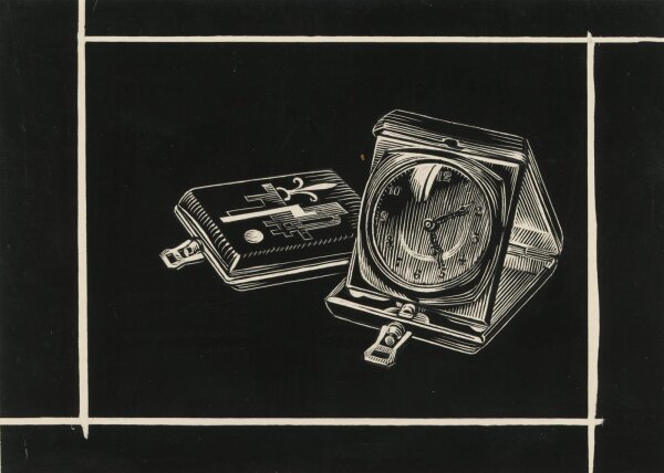 Uli Huber - Grafikentwurft - Reisewecker - Schabtechnik - o.J.