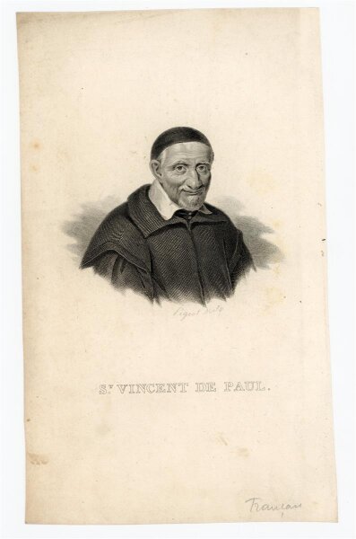 unbekannt - Portrait Vinzenz von Paul - Stahlstich - o.J.