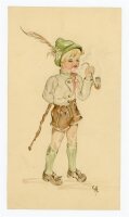 Witt Pfeiffer - Junge mit Pfeiffe - Aquarell - o.J.