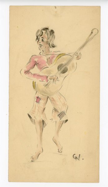 Witt Pfeiffer - Gitarrenspielerin - Aquarell - o.J.