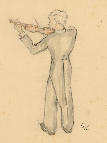 Witt Pfeiffer - Geigenspieler im Frack - Aquarell - o.J.