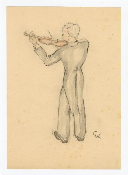 Witt Pfeiffer - Geigenspieler im Frack - Aquarell - o.J.