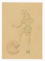 Witt Pfeiffer - Frau mit Zigarette - Aquarell - o.J.