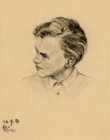 Witt Pfeiffer - Portrait eines Mannes - Kohlezeichnung -...