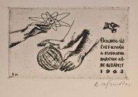 Mihály Bajusz - Neujahrsgrafik - 1963 - Radierung