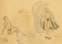 Witt Pfeiffer - Strandszene - Aquarell - o.J.