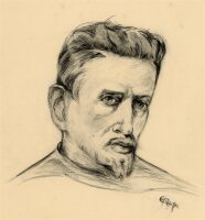 Witt Pfeiffer - Portrait eines Mannes - Kohlezeichnung -...